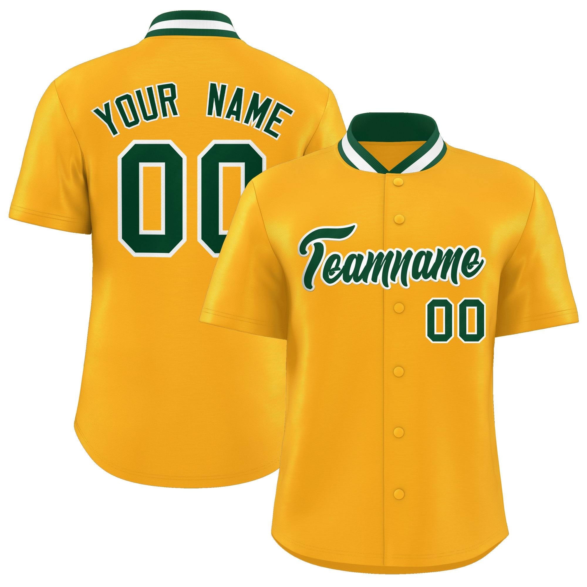 Custom Yellow Classic Style Authentic Stand Collar Baseball Jersey