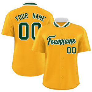 Custom Yellow Classic Style Authentic Stand Collar Baseball Jersey