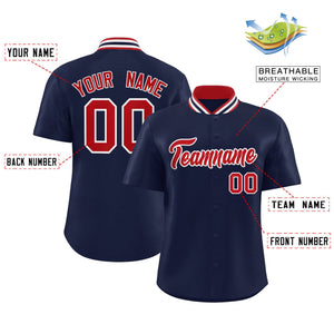 Custom Navy Classic Style Authentic Stand Collar Baseball Jersey