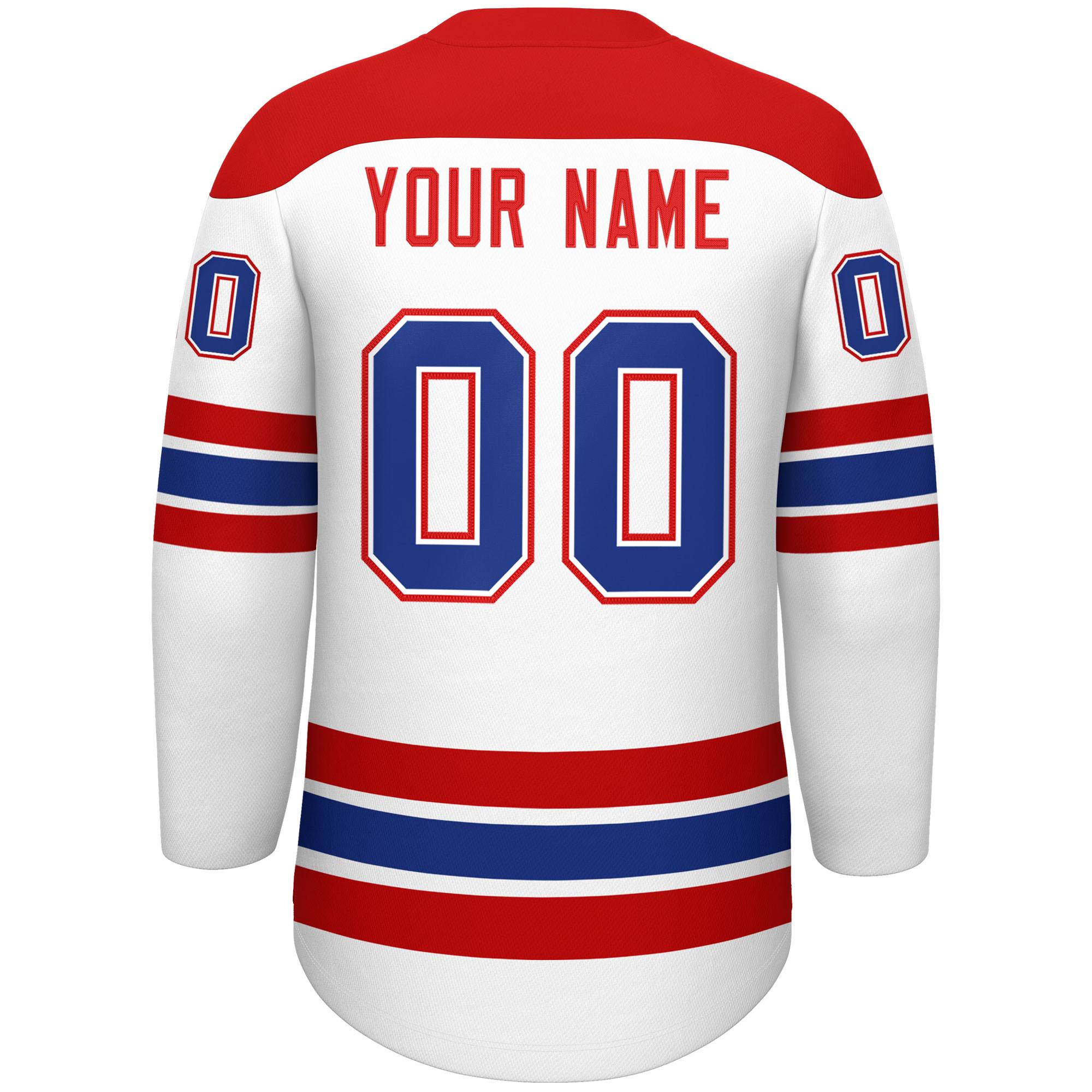 Custom White Red Royal Personalized Classic Lace-Up Neck Hockey Jersey