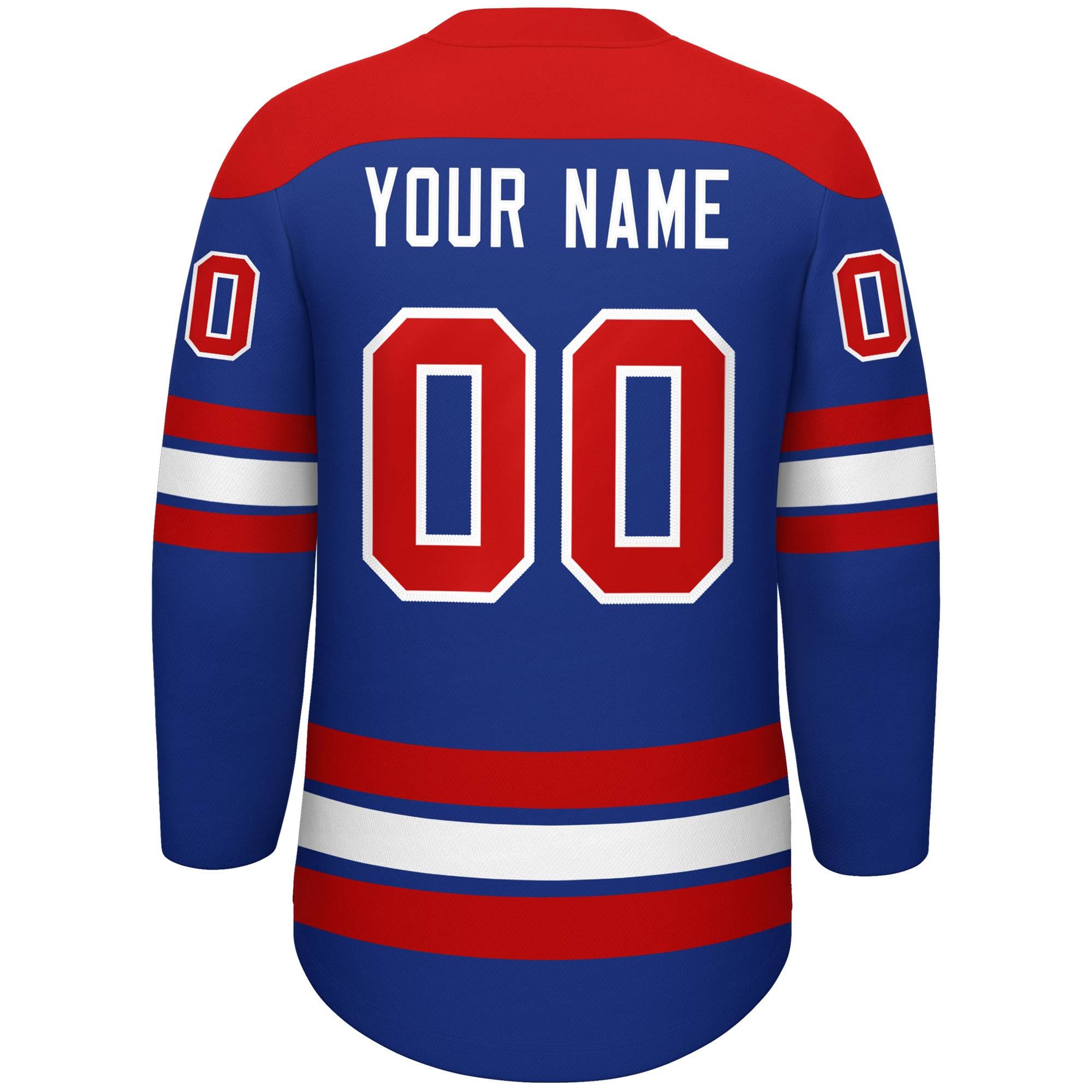 Custom Royal Red White Personalized Classic Lace-Up Neck Hockey Jersey