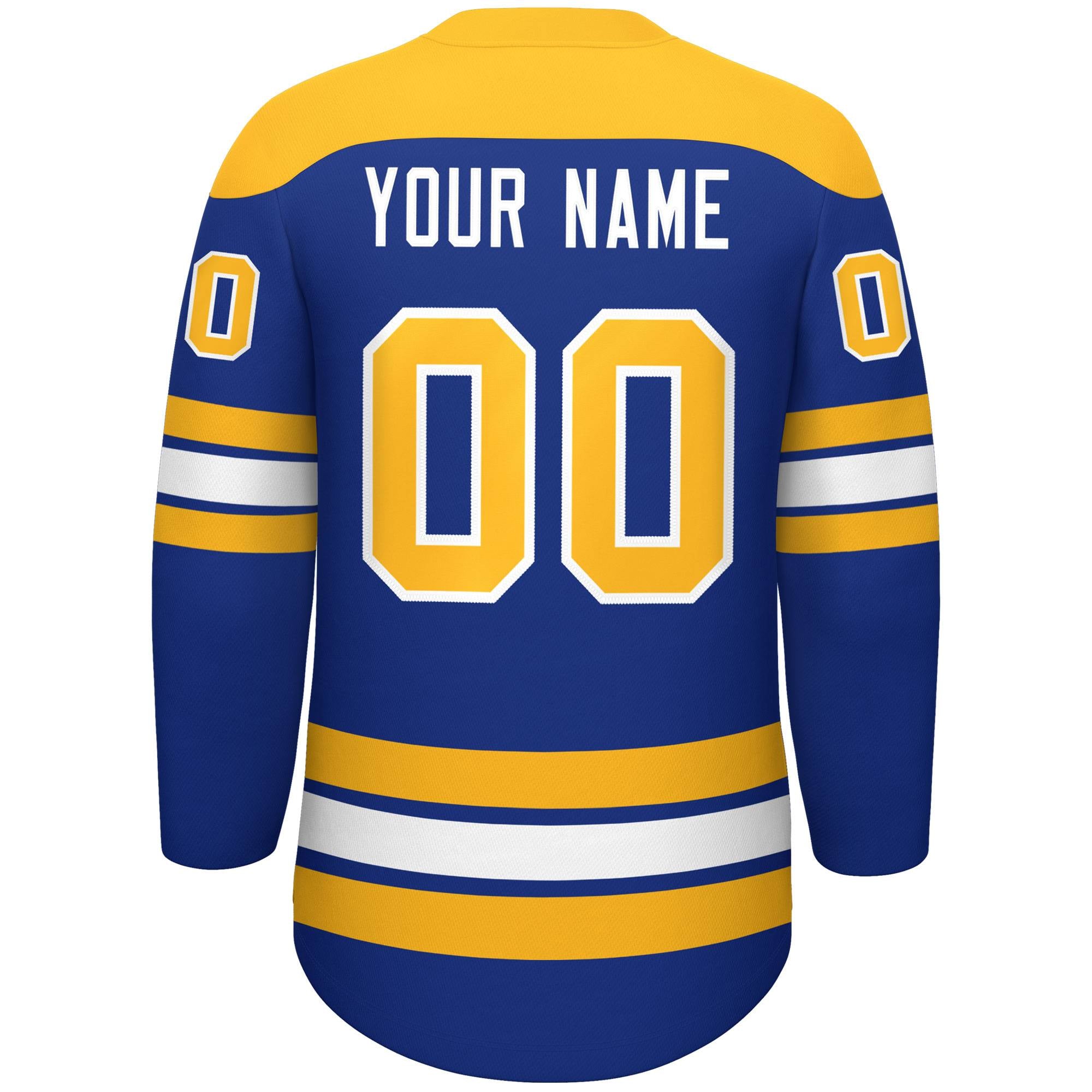 Custom Royal Gold White Personalized Classic Lace-Up Neck Hockey Jersey