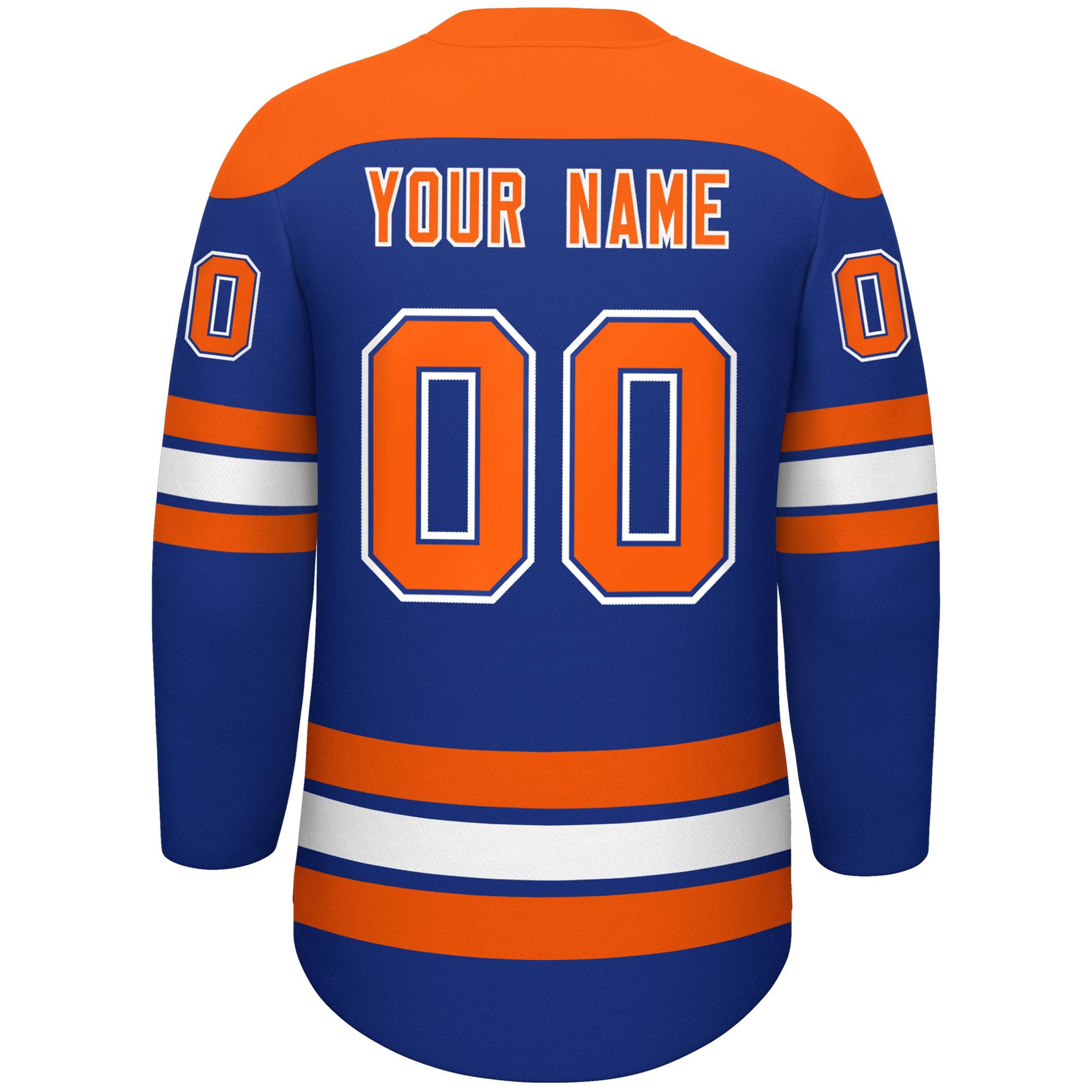 Custom Royal Orange White Personalized Classic Lace-Up Neck Hockey Jersey