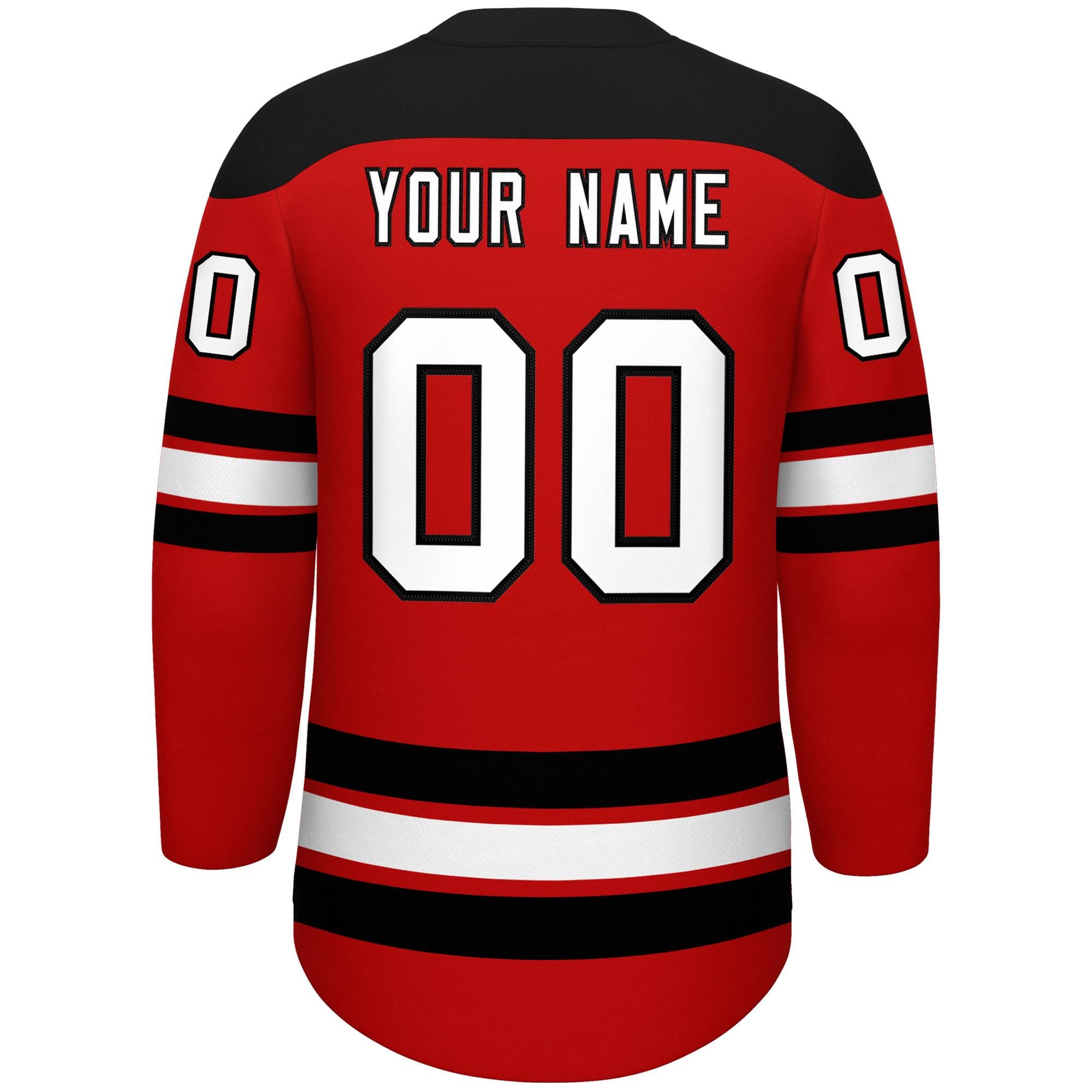 Custom Red Black White Personalized Classic Lace-Up Neck Hockey Jersey