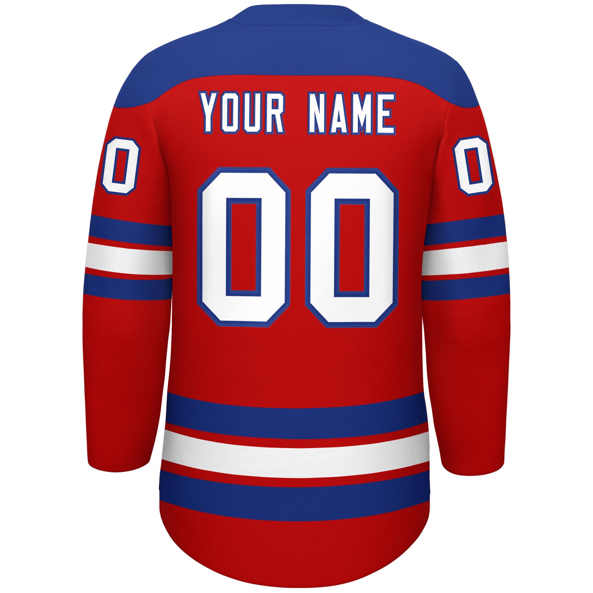 Custom Red Royal White Personalized Classic Lace-Up Neck Hockey Jersey