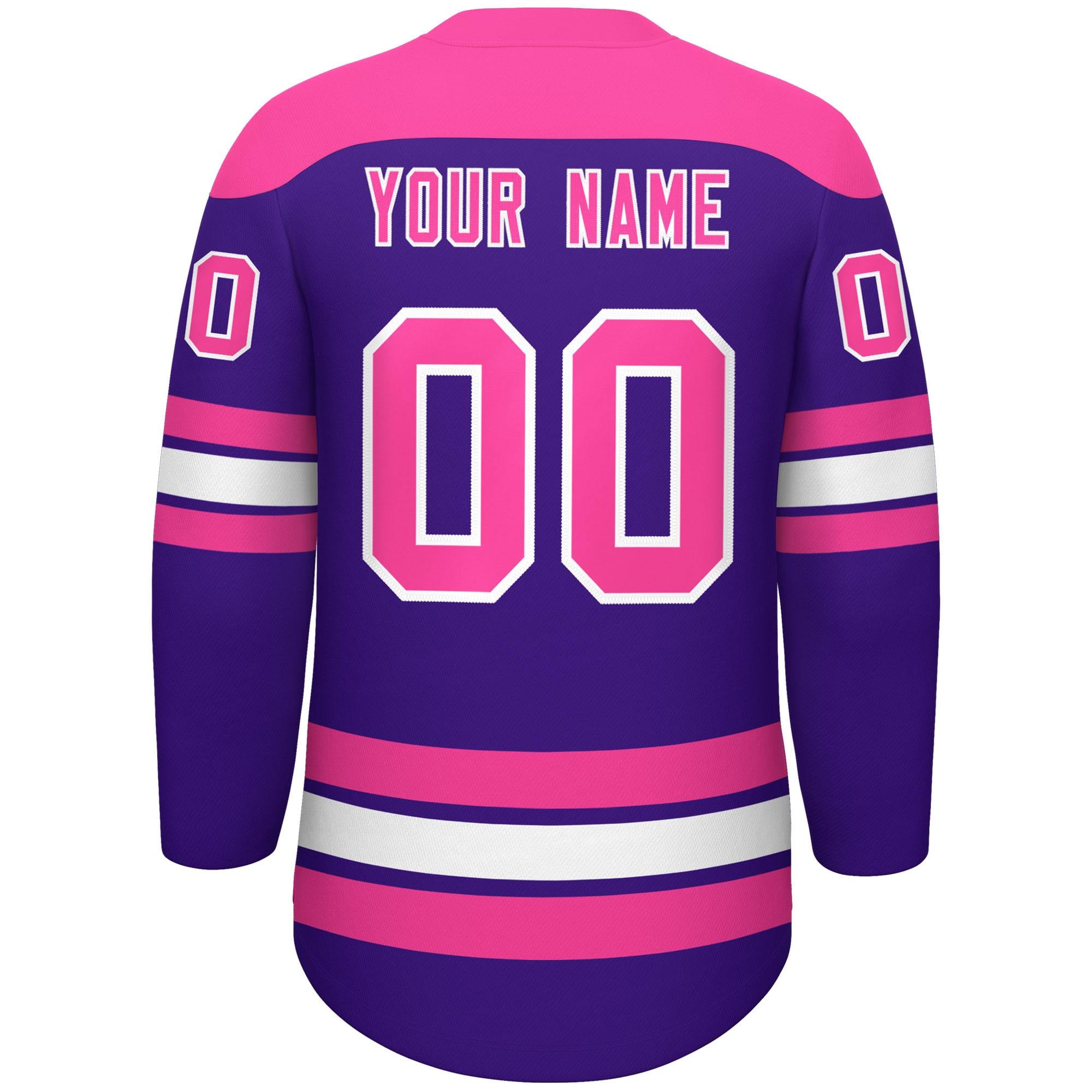 Custom Purple Pink White Personalized Classic Lace-Up Neck Hockey Jersey