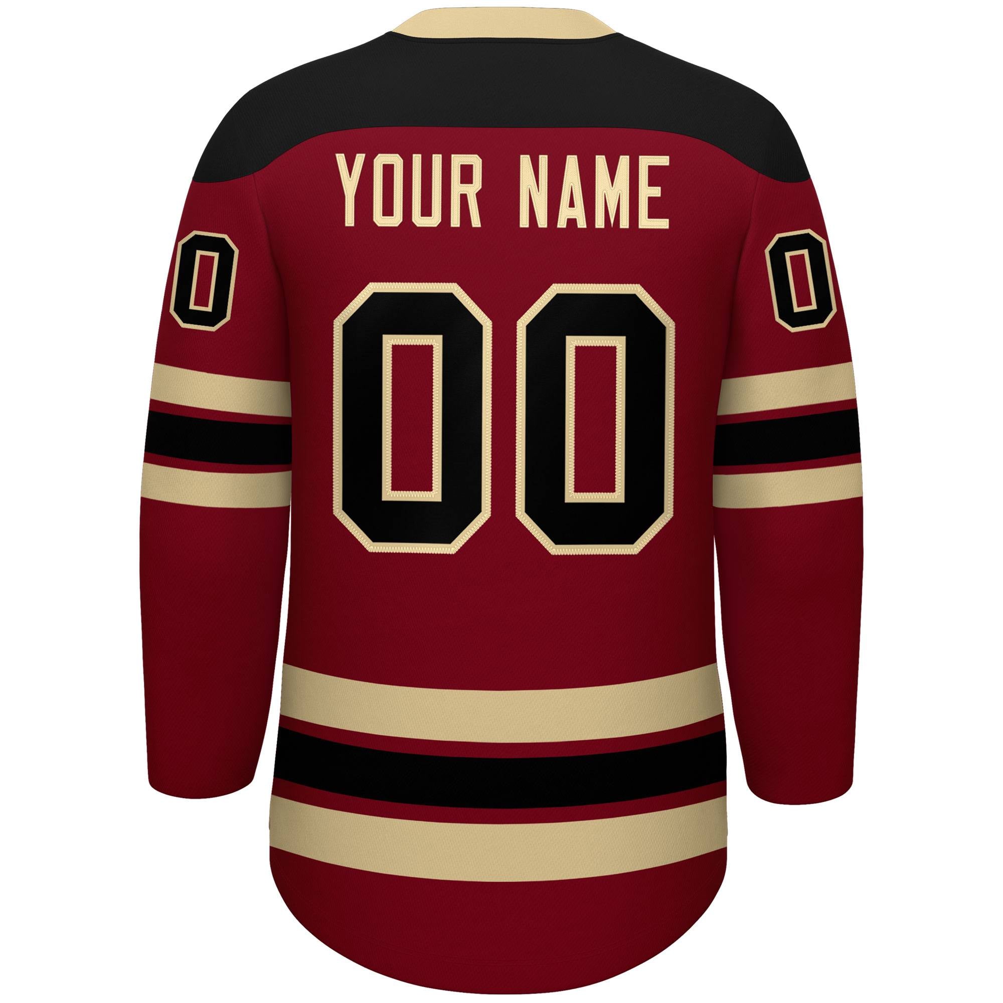 Custom Crimson Khaki Black Personalized Classic Lace-Up Neck Hockey Jersey