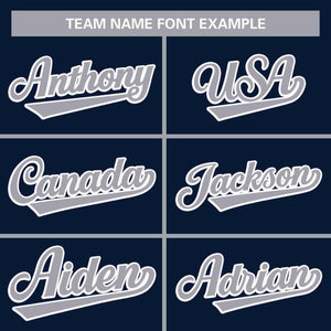 Custom Navy Gray Classic Style Personalized Full Button Authentic Baseball Jersey