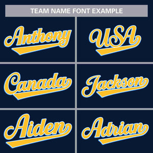 Custom Navy Gold Classic Style Personalized Full Button Authentic Baseball Jersey