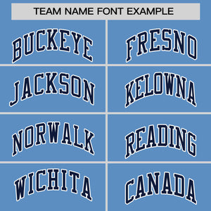 Custom Light Blue Navy-White Personalized Raglan Sleeves V-Neck Hockey Jersey