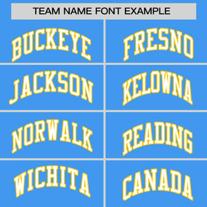 Custom Powder Blue Gold-White Personalized Raglan Sleeves V-Neck Hockey Jersey