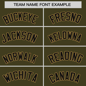 Custom Olive Brown-Black Personalized Raglan Sleeves V-Neck Hockey Jersey