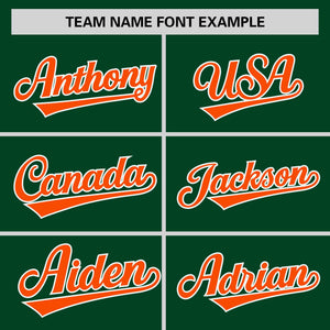 Custom Green Orange-Orange Personalized Raglan Sleeves V-Neck Hockey Jersey