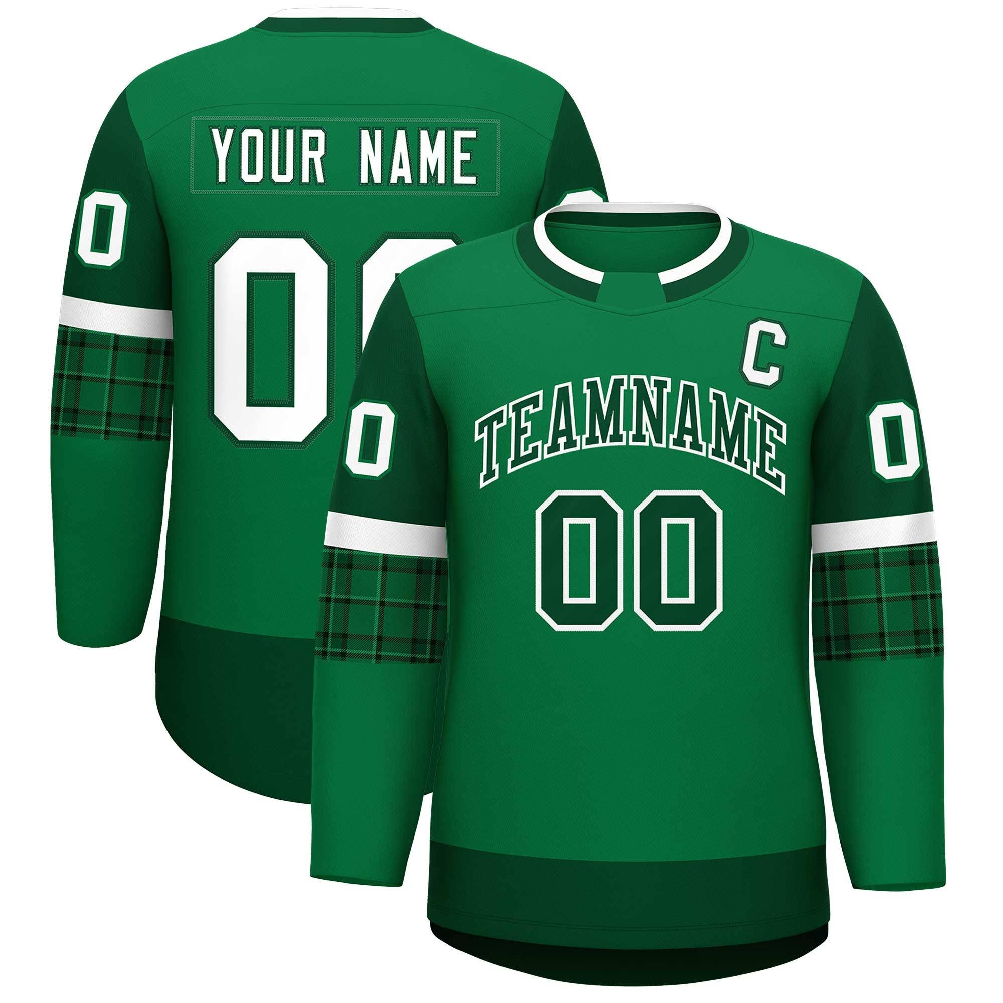 Custom Teal Green Personalized Raglan Sleeves Round-Neck Hockey Jersey