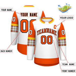 Custom White Orange Personalized Raglan Sleeves Round-Neck Hockey Jersey