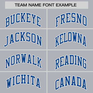 Custom Gray Royal Personalized Raglan Sleeves Round-Neck Hockey Jersey