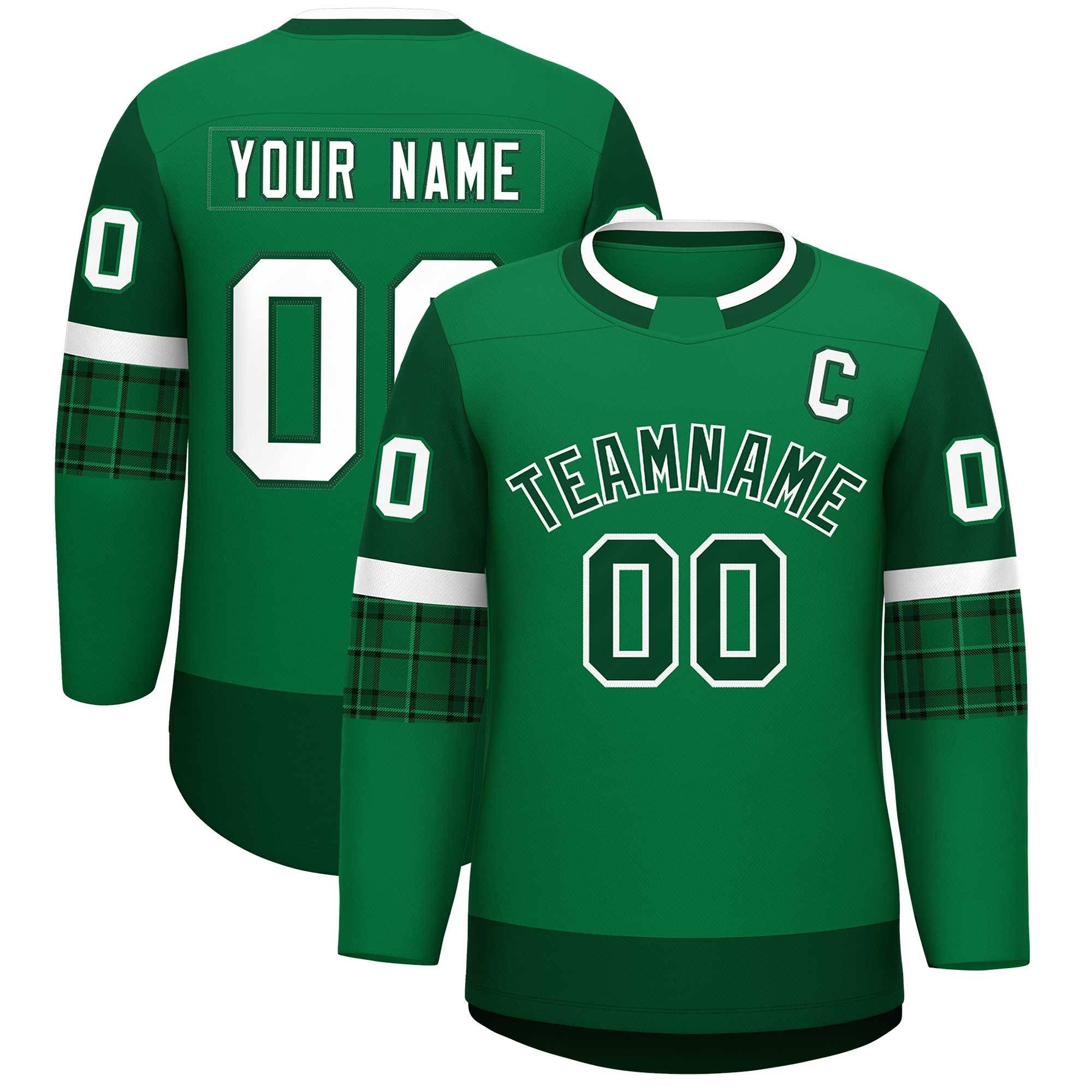 Custom Teal Green Personalized Raglan Sleeves Round-Neck Hockey Jersey