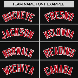 Custom Black Red Personalized Raglan Sleeves Round-Neck Hockey Jersey