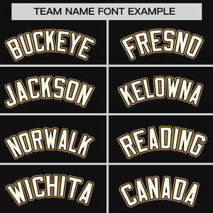 Custom Black Old Gold Personalized Raglan Sleeves Round-Neck Hockey Jersey