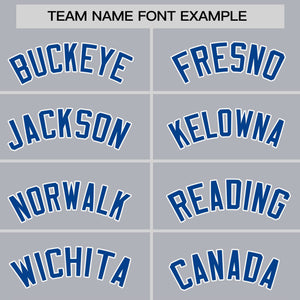 Custom Gray Royal Personalized Raglan Sleeves Round-Neck Hockey Jersey