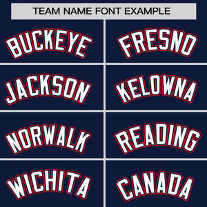 Custom Navy Red Personalized Raglan Sleeves Round-Neck Hockey Jersey