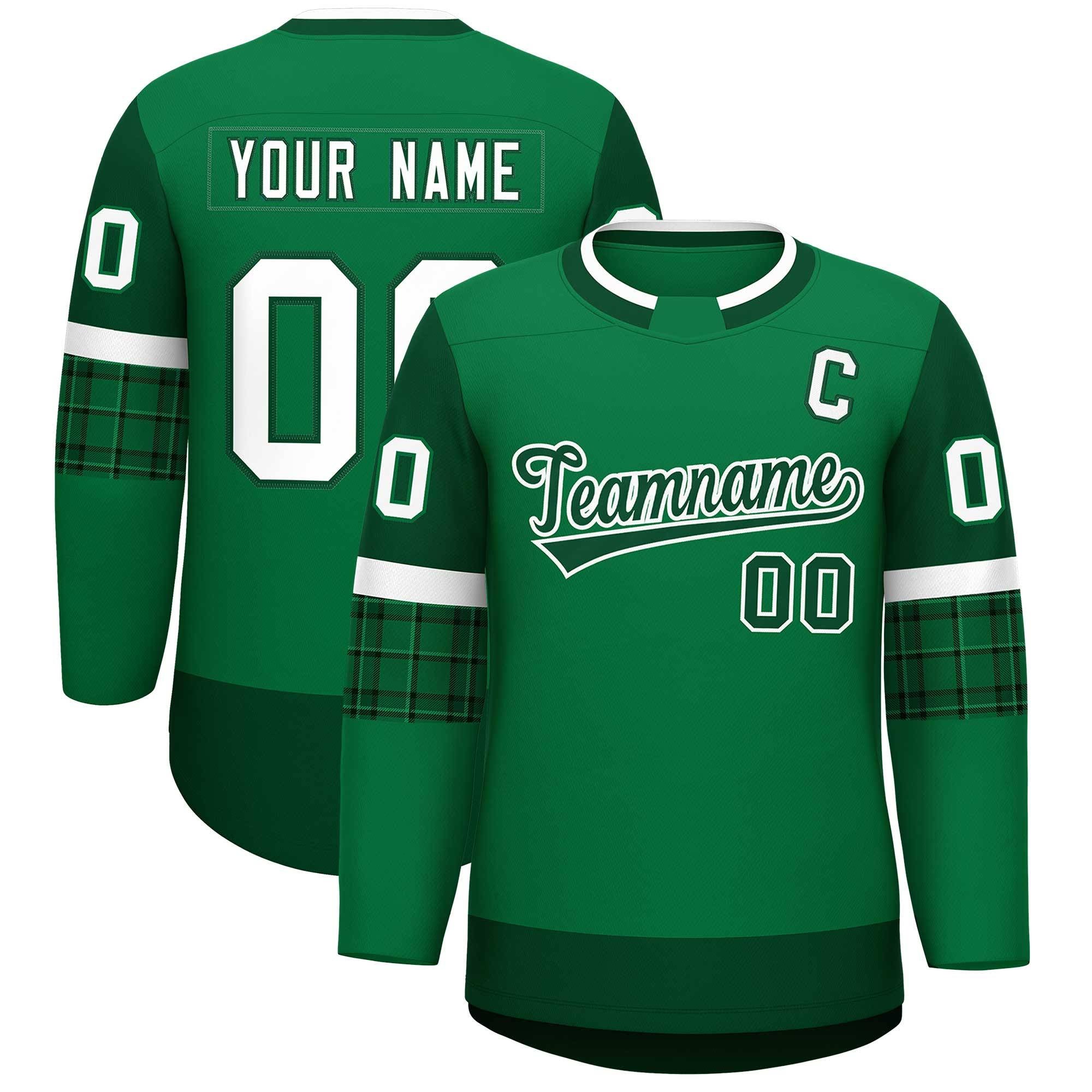 Custom Teal Green Personalized Raglan Sleeves Round-Neck Hockey Jersey