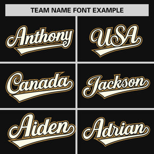 Custom Black Old Gold Personalized Raglan Sleeves Round-Neck Hockey Jersey