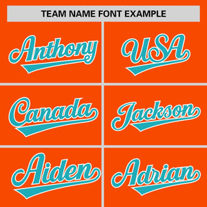 Custom Orange Aqua Personalized Raglan Sleeves Round-Neck Hockey Jersey