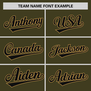 Custom Olive Brown Personalized Raglan Sleeves Round-Neck Hockey Jersey