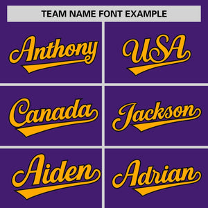 Custom Purple Yellow Personalized Raglan Sleeves Round-Neck Hockey Jersey