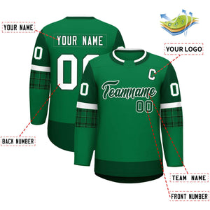 Custom Teal Green Personalized Raglan Sleeves Round-Neck Hockey Jersey