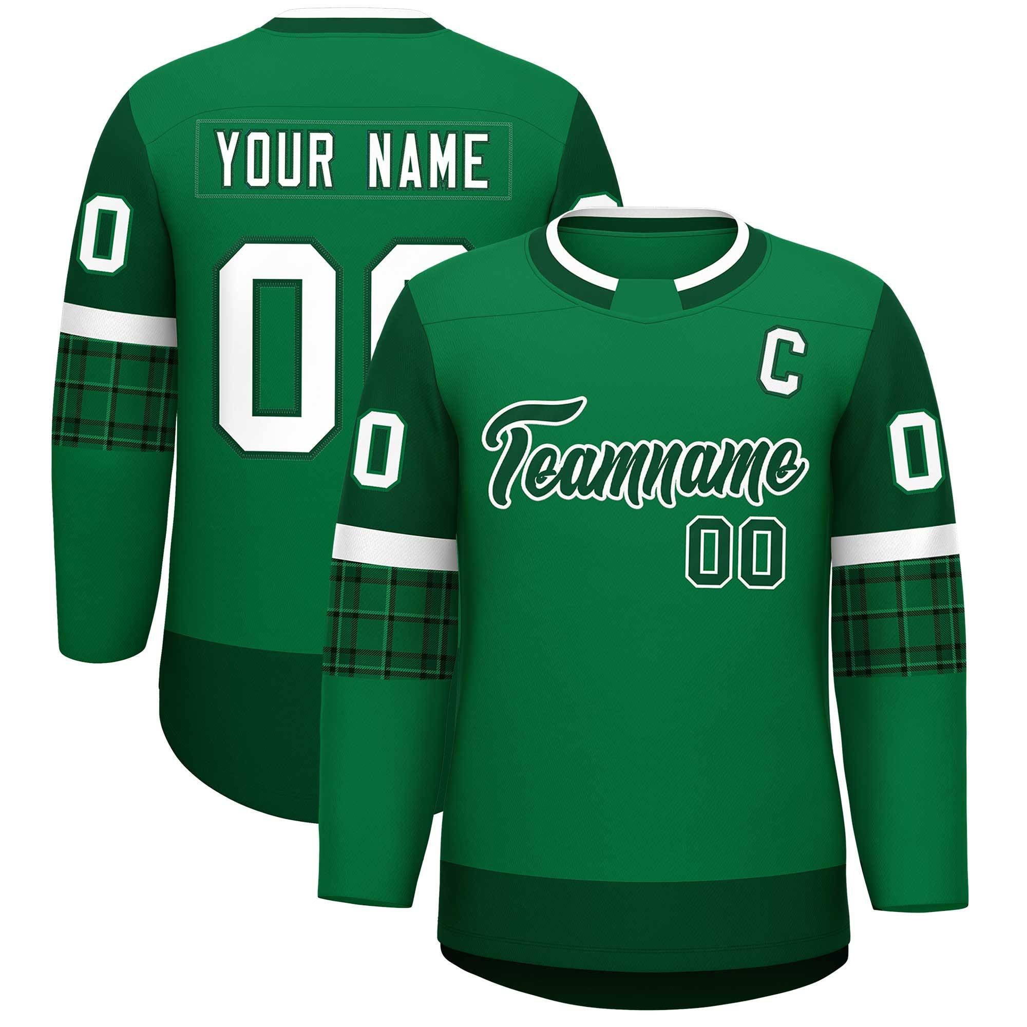 Custom Teal Green Personalized Raglan Sleeves Round-Neck Hockey Jersey