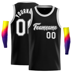 Maillot de basket-ball décontracté, haut classique noir blanc-gris personnalisé