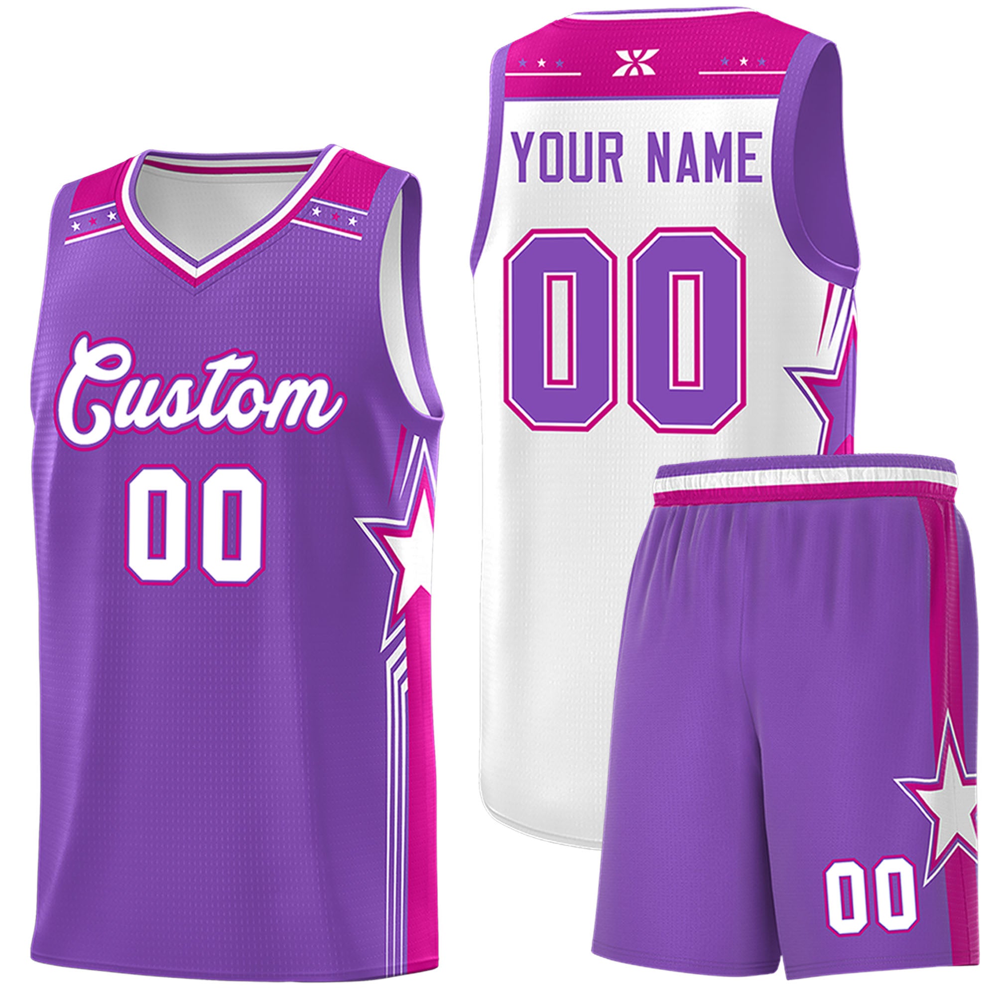 Custom Purple White Double Side Sets Men Basketball Jersey