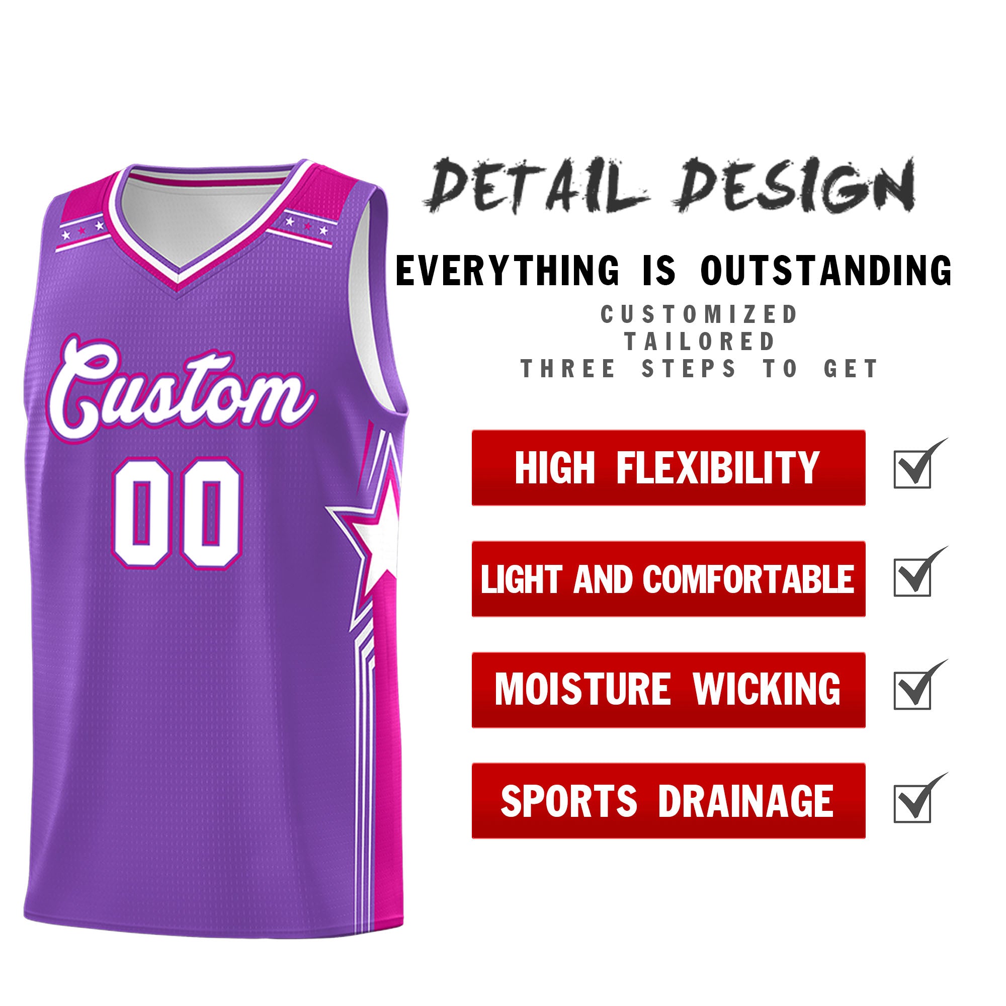 Custom Purple White Double Side Sets Men Basketball Jersey