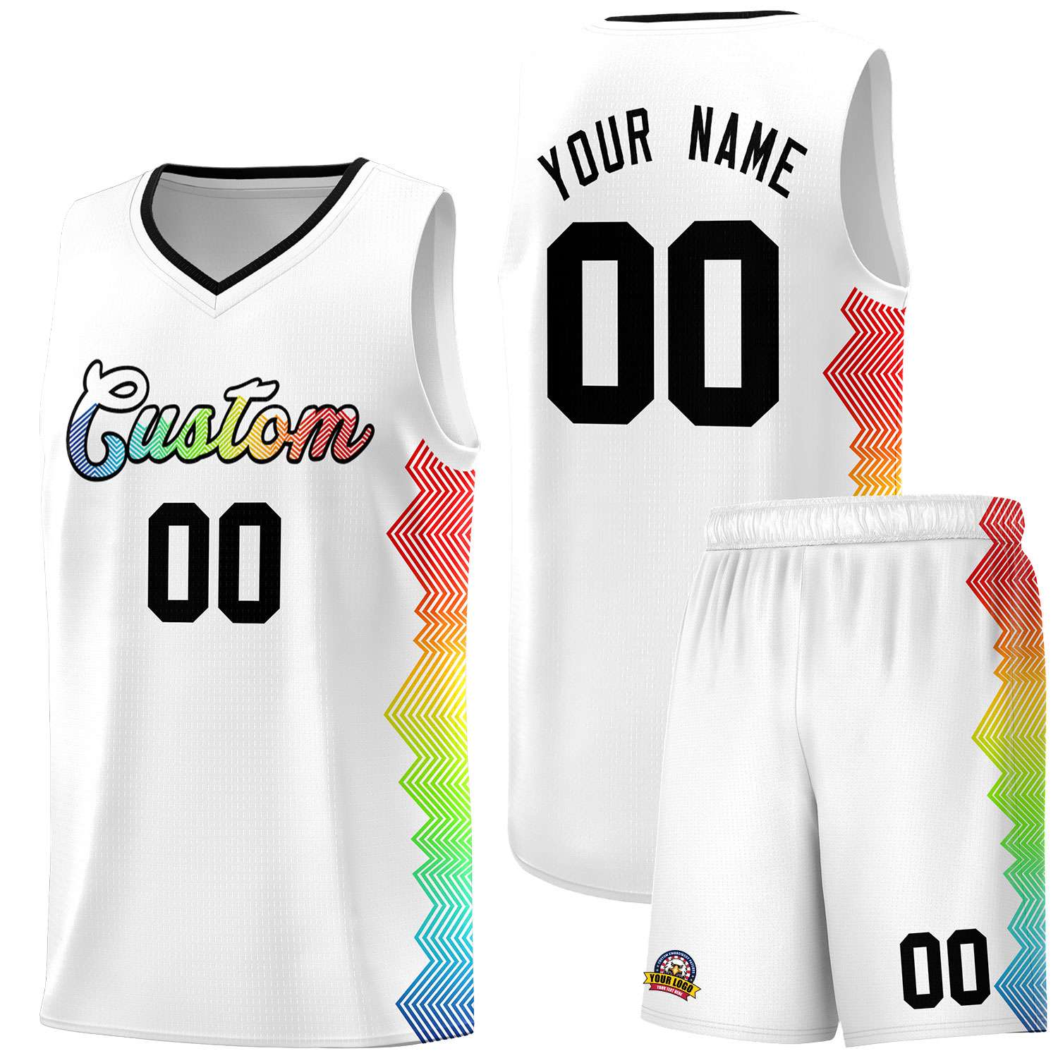 Custom White Denver Nuggets Rainbow Side Sports Uniform Basketball Jersey