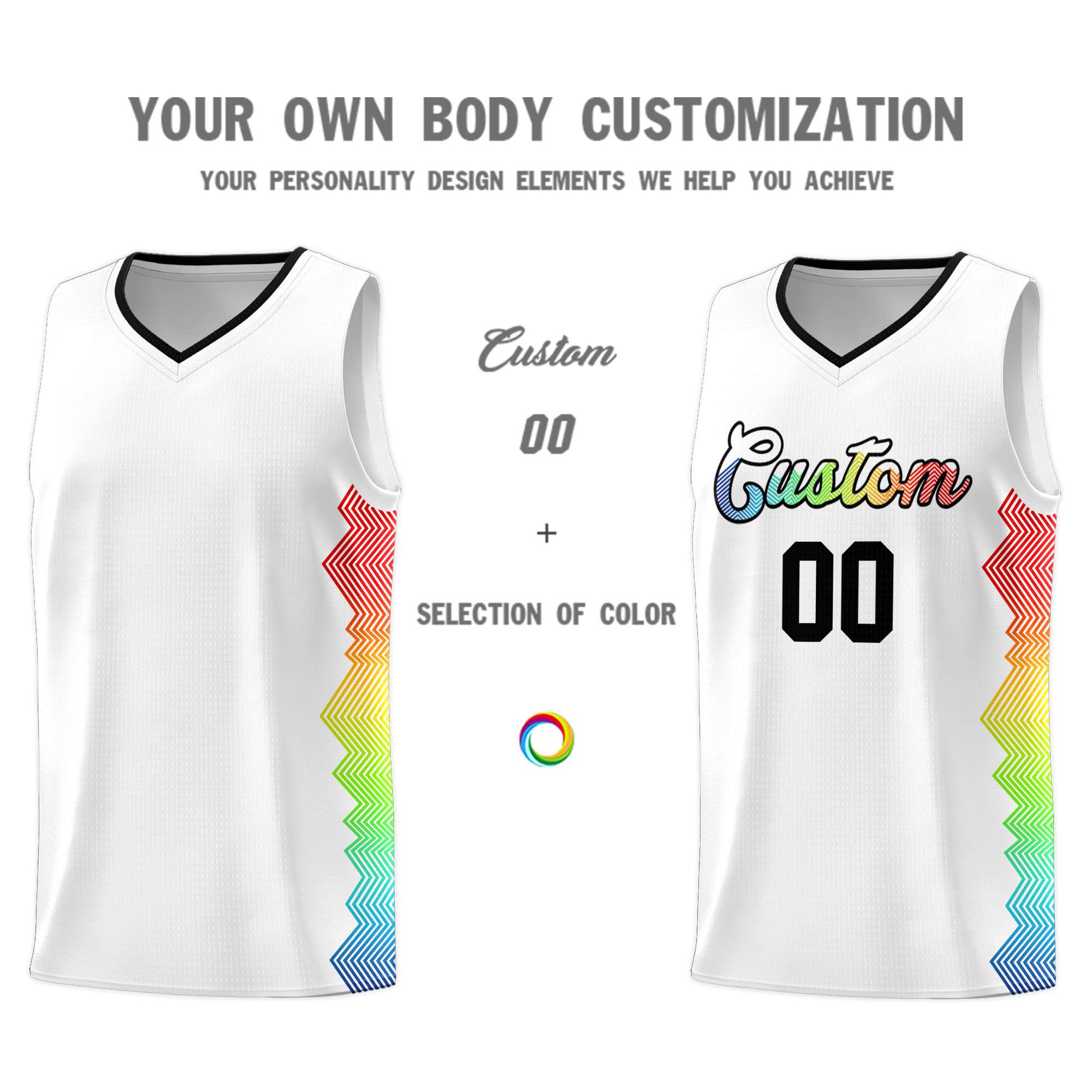 Custom White Denver Nuggets Rainbow Side Sports Uniform Basketball Jersey