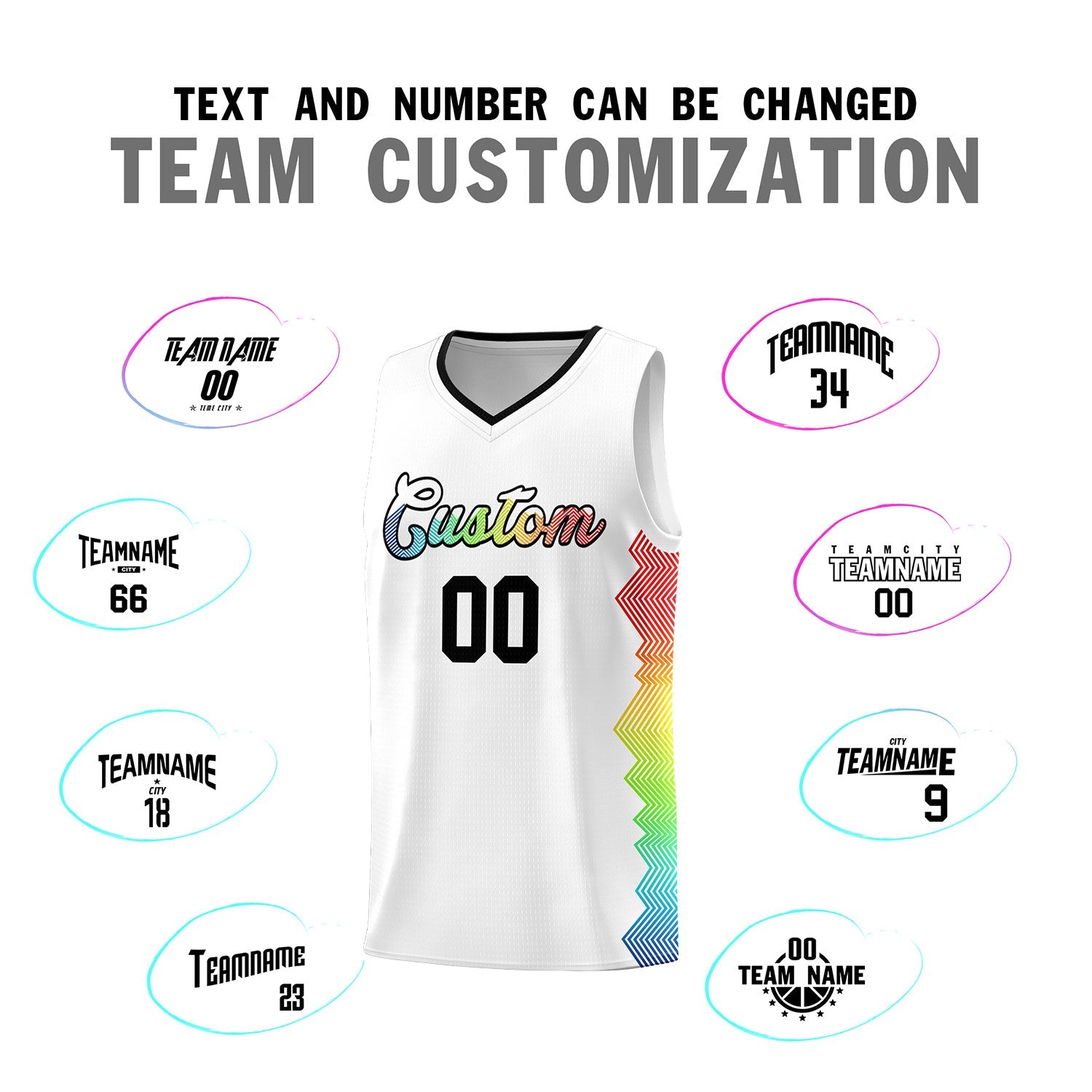 Custom White Denver Nuggets Rainbow Side Sports Uniform Basketball Jersey