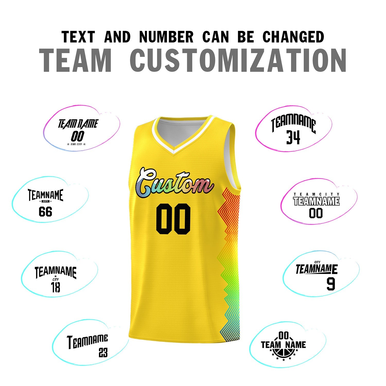 Custom Gold Denver Nuggets Rainbow Side Sports Uniform Basketball Jersey