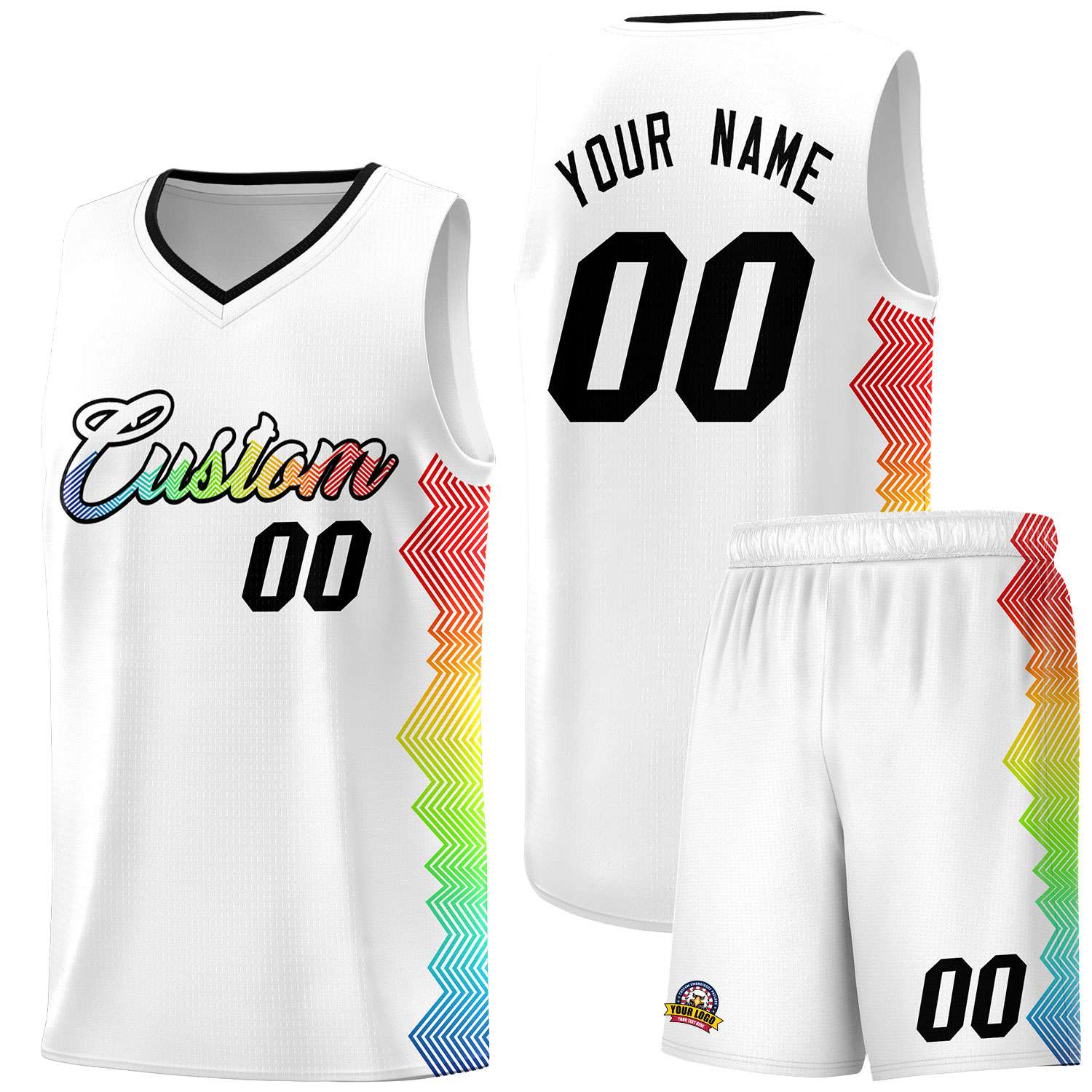 Custom White Denver Nuggets Rainbow Side Sports Uniform Basketball Jersey