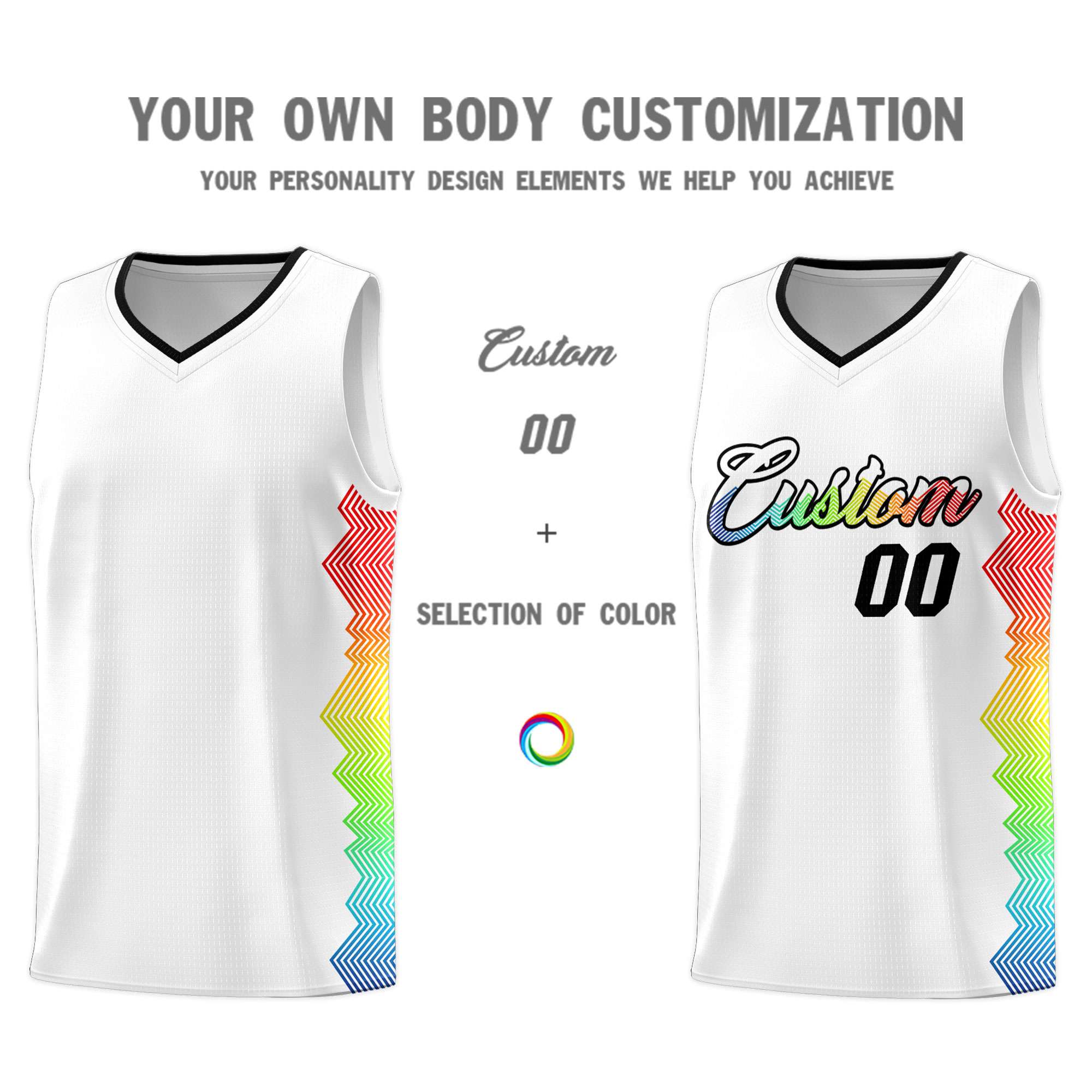 Custom White Denver Nuggets Rainbow Side Sports Uniform Basketball Jersey