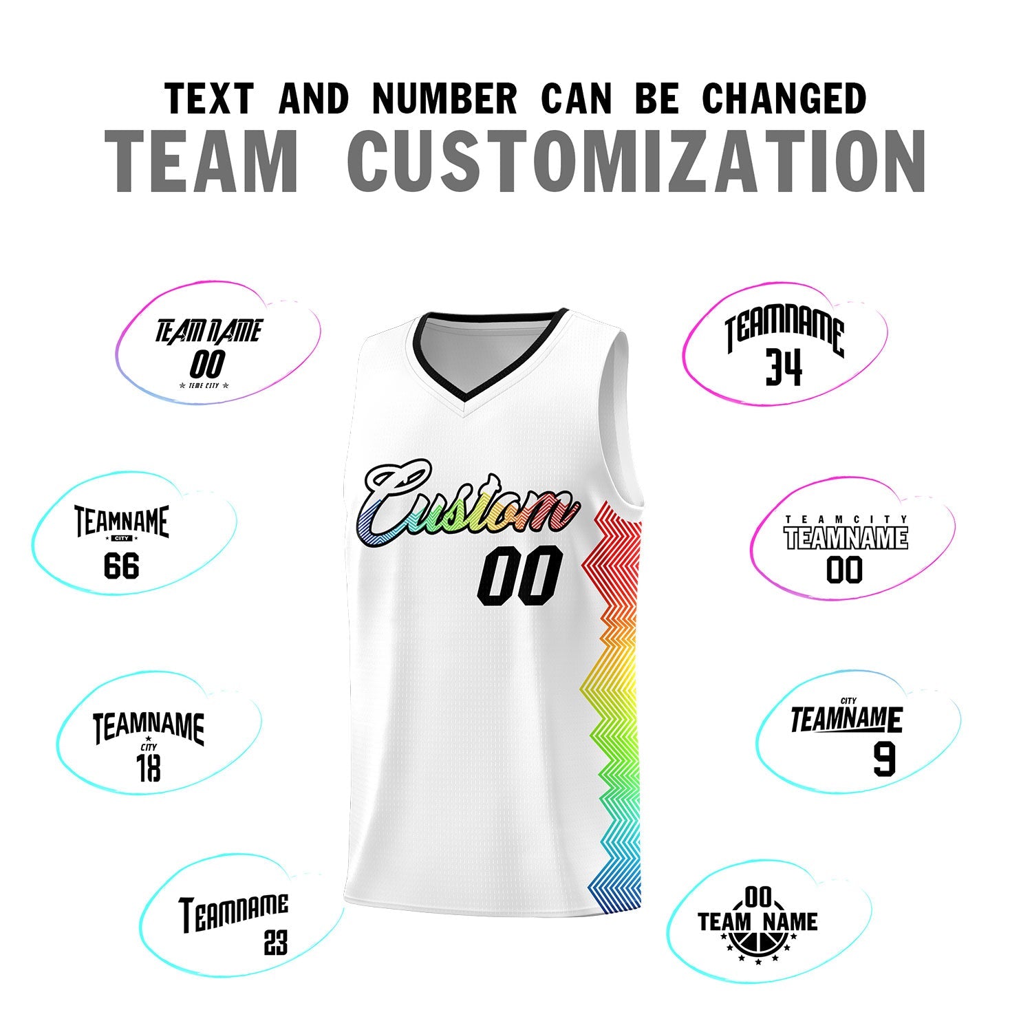 Custom White Denver Nuggets Rainbow Side Sports Uniform Basketball Jersey