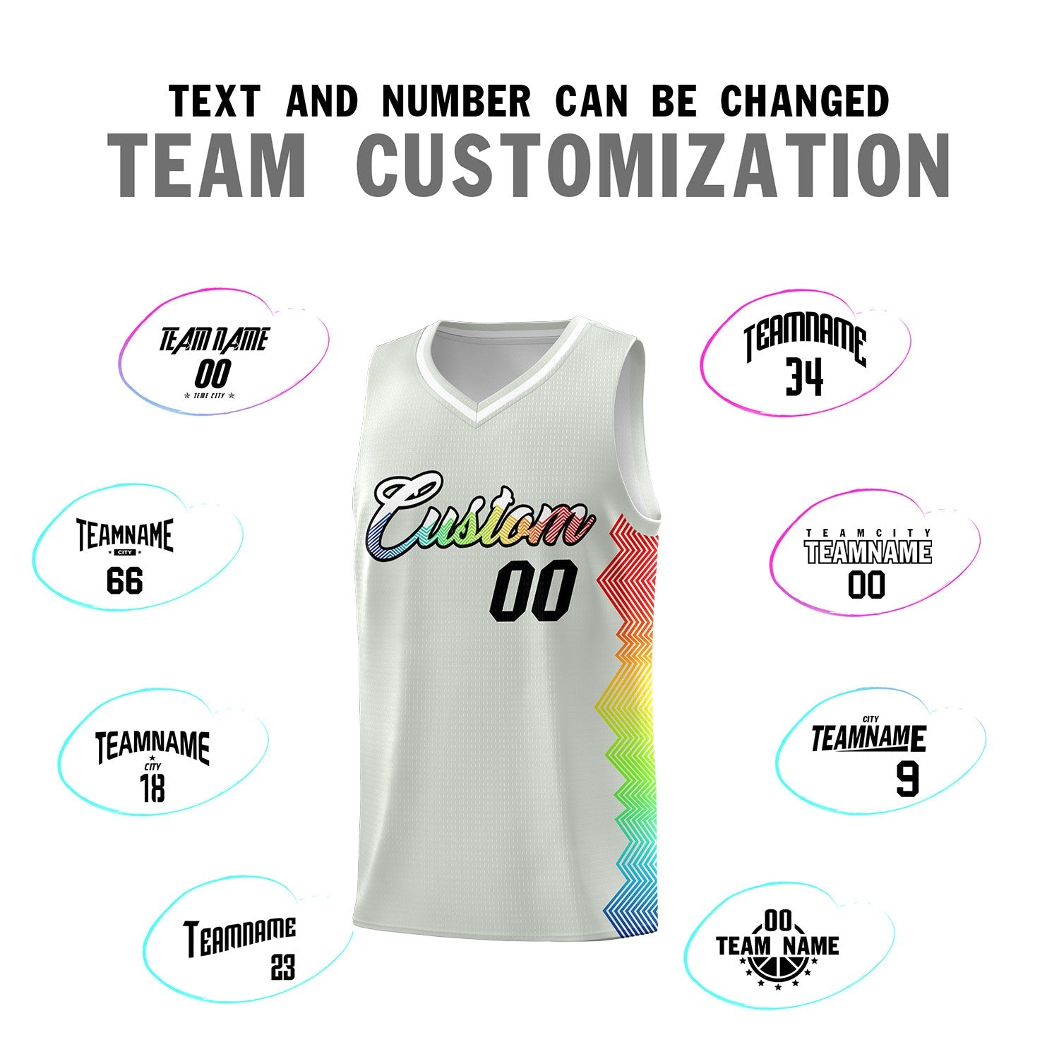 Custom Gray Denver Nuggets Rainbow Side Sports Uniform Basketball Jersey