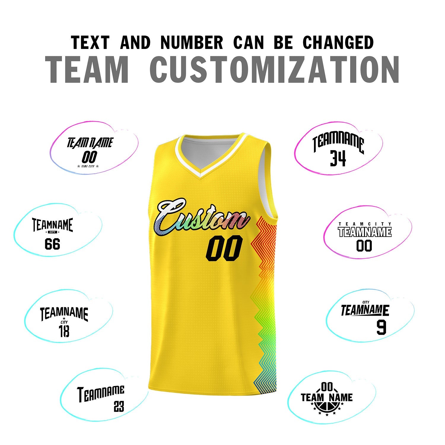 Custom Gold Denver Nuggets Rainbow Side Sports Uniform Basketball Jersey