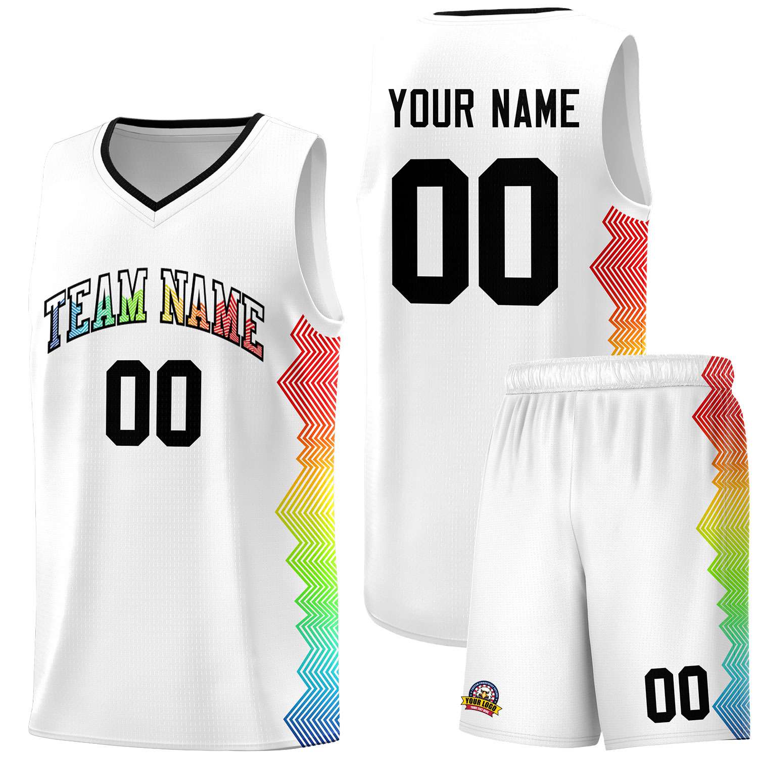 Custom White Denver Nuggets Rainbow Side Sports Uniform Basketball Jersey