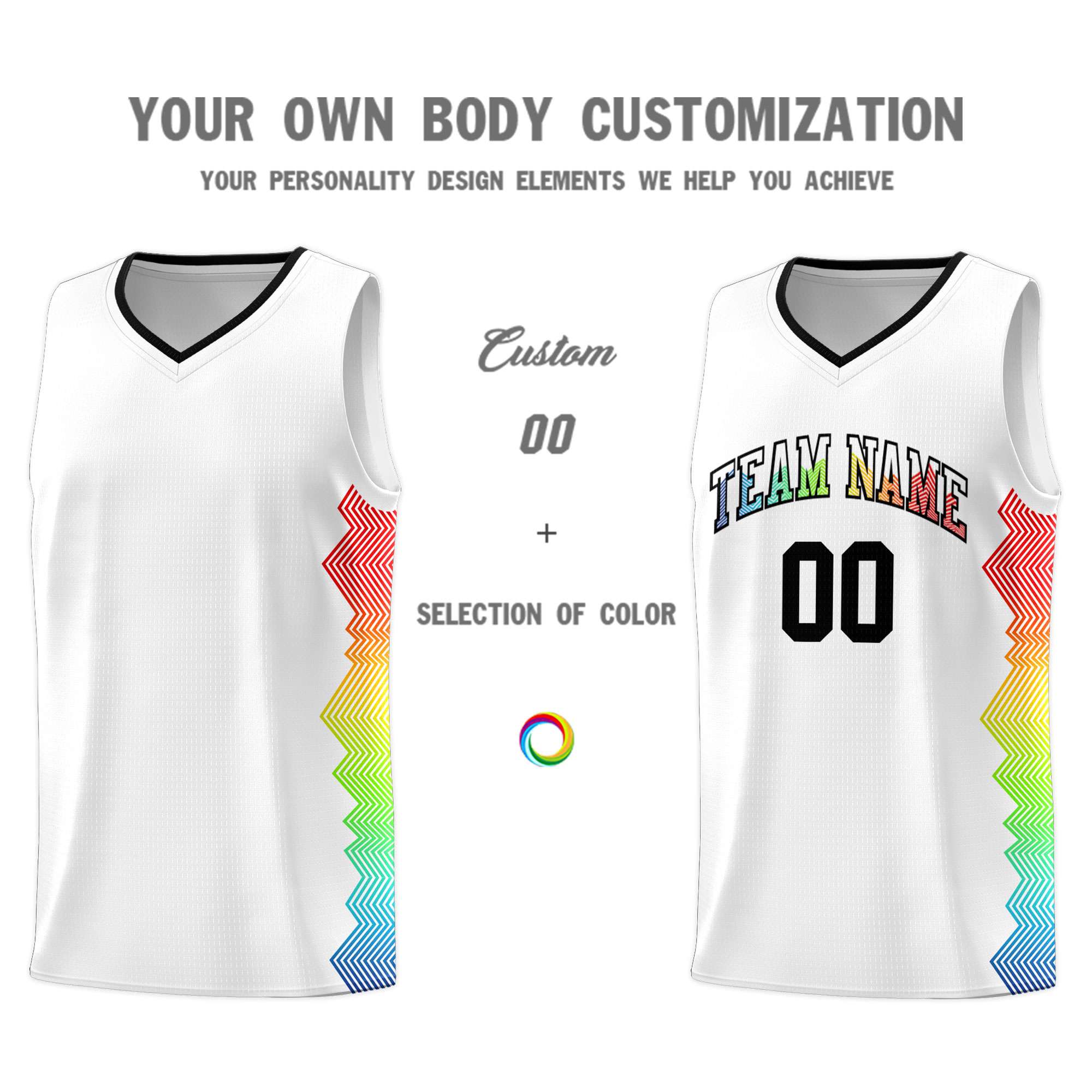 Custom White Denver Nuggets Rainbow Side Sports Uniform Basketball Jersey