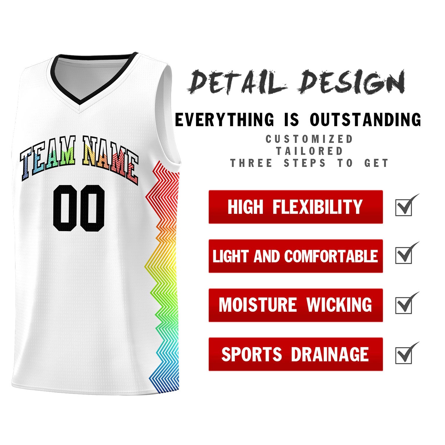 Custom White Denver Nuggets Rainbow Side Sports Uniform Basketball Jersey