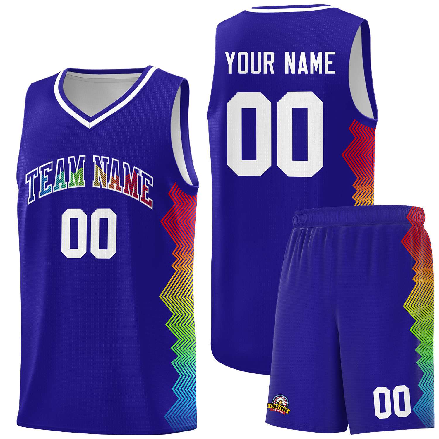 Custom Royal Denver Nuggets Rainbow Side Sports Uniform Basketball Jersey