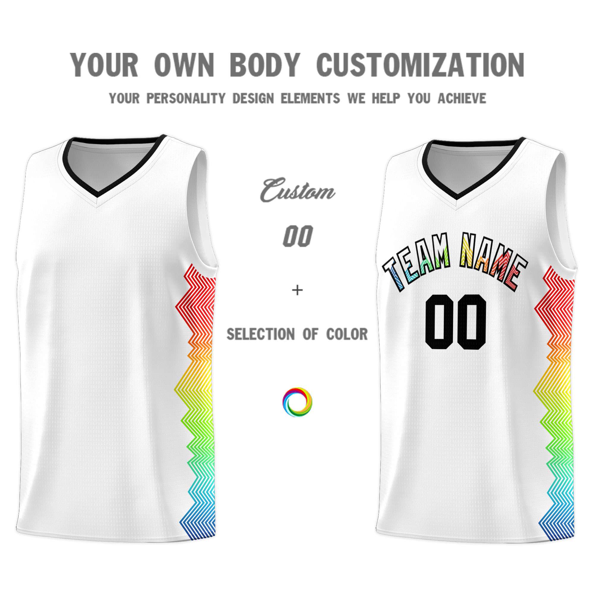 Custom White Denver Nuggets Rainbow Side Sports Uniform Basketball Jersey