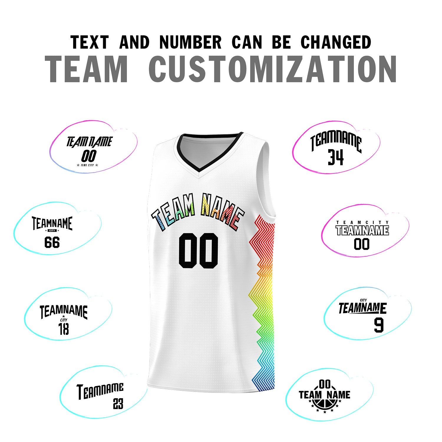 Custom White Denver Nuggets Rainbow Side Sports Uniform Basketball Jersey